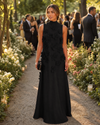 High-Neck A-Line Formal Tent/ Trapeze Dresses with 3D Flowers