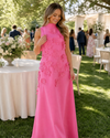 High-Neck A-Line Formal Tent/ Trapeze Dresses with 3D Flowers