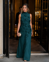 High-Neck A-Line Formal Tent/ Trapeze Dresses with 3D Flowers