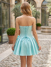 Satin A-Line Strapless Mini Homecoming Dresses with Bow