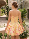 Satin A-Line Strapless Mini Homecoming Dresses with Pleats
