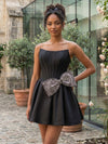 Satin A-Line Strapless Mini Homecoming Dresses with Bow