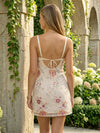 Sequin Embroidery A-Line Spaghetti Straps Mini Homecoming Dresses