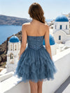 Tulle A-Line Strapless Mini Homecoming Dresses with Ruffles