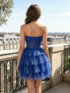 Tulle A-Line Strapless Mini Homecoming Dresses with Tiered Ruffles