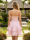 Chiffon A-Line Sweetheart Mini Ruched Homecoming Dresses with Pleats