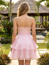 Chiffon A-Line Spaghetti Straps Mini Homecoming Dresses with Tiered Ruffles