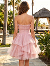 Tulle A-Line Strapless Mini Homecoming Dresses with Tiered Ruffles