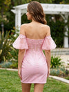 Sequin Sheath Sweetheart Mini Homecoming Dresses with 3D Flowers