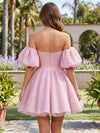 Tulle A-Line Sweetheart Mini Homecoming Dresses with Pleats
