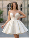Satin A-Line Sweetheart Mini Homecoming Dresses with Pearls