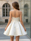 Satin A-Line Sweetheart Mini Homecoming Dresses with Pearls