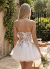 Strapless Floral Embroidery Mini Homecoming Dresses