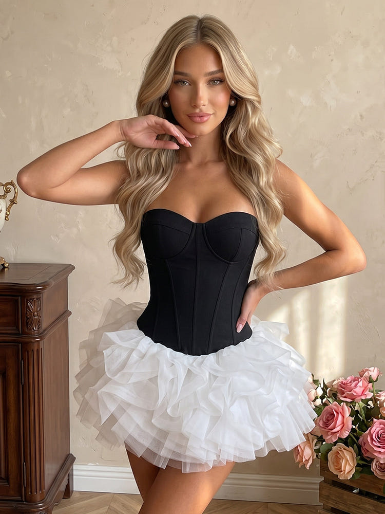 Strapless A-Line Satin Mini Homecoming Dresses with Pleates