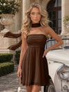 Strapless Chiffon Mini A-Line Homecoming Dresses with Scarf