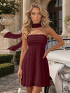 Strapless Chiffon Mini A-Line Homecoming Dresses with Scarf