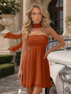 Strapless Chiffon Mini A-Line Homecoming Dresses with Scarf