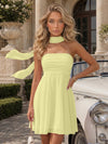 Strapless Chiffon Mini A-Line Homecoming Dresses with Scarf