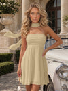 Strapless Chiffon Mini A-Line Homecoming Dresses with Scarf