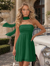 Strapless Chiffon Mini A-Line Homecoming Dresses with Scarf