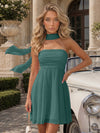 Strapless Chiffon Mini A-Line Homecoming Dresses with Scarf