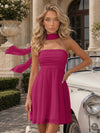 Strapless Chiffon Mini A-Line Homecoming Dresses with Scarf