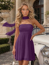 Strapless Chiffon Mini A-Line Homecoming Dresses with Scarf