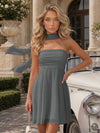 Strapless Chiffon Mini A-Line Homecoming Dresses with Scarf