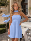 Strapless Chiffon Mini A-Line Homecoming Dresses with Scarf