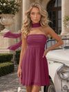 Strapless Chiffon Mini A-Line Homecoming Dresses with Scarf