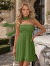 Strapless Chiffon Mini A-Line Homecoming Dresses with Scarf