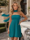 Strapless Chiffon Mini A-Line Homecoming Dresses with Scarf