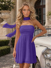 Strapless Chiffon Mini A-Line Homecoming Dresses with Scarf