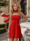 Strapless Chiffon Mini A-Line Homecoming Dresses with Scarf