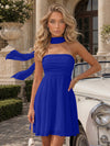 Strapless Chiffon Mini A-Line Homecoming Dresses with Scarf