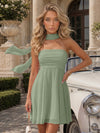 Strapless Chiffon Mini A-Line Homecoming Dresses with Scarf