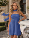 Strapless Chiffon Mini A-Line Homecoming Dresses with Scarf