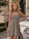 Strapless Chiffon Mini A-Line Homecoming Dresses with Scarf