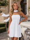 Strapless Chiffon Mini A-Line Homecoming Dresses with Scarf