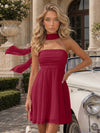 Strapless Chiffon Mini A-Line Homecoming Dresses with Scarf