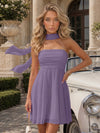 Strapless Chiffon Mini A-Line Homecoming Dresses with Scarf