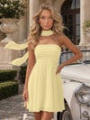 Strapless Chiffon Mini A-Line Homecoming Dresses with Scarf