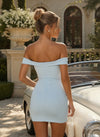 Off Shoulder Satin Mini Bodycon Homecoming Dresses