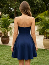 Satin A-Line Strapless Mini Homecoming Dresses with Pleats