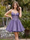 Tulle A-Line Spaghetti Straps Mini Homecoming Dresses with Pleats