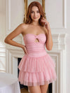 Tulle A-Line Sweetheart Mini Homecoming Dresses with Tiered Ruffles