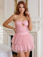 Tulle A-Line Sweetheart Mini Homecoming Dresses with Tiered Ruffles