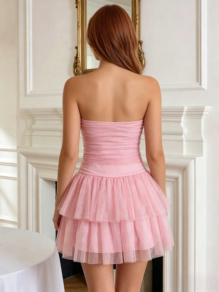 Tulle A-Line Sweetheart Mini Homecoming Dresses with Tiered Ruffles