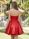 Satin A-Line Strapless Mini Homecoming Dresses with Bow