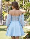 Satin A-Line Sweetheart Mini Homecoming Dresses with Rhinestone